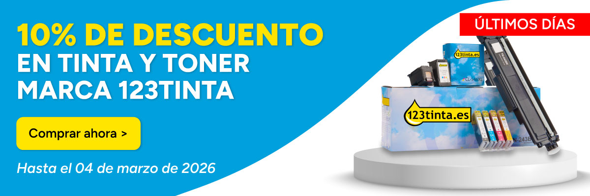 Últimos días del 10% de descuento en tinta y toner marca 123tinta