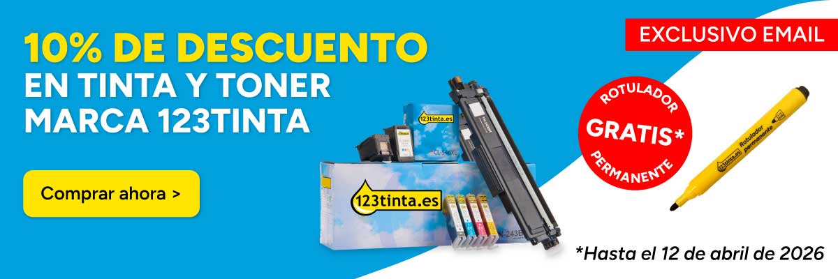 10% de descuento en tinta y toner marca 123tinta