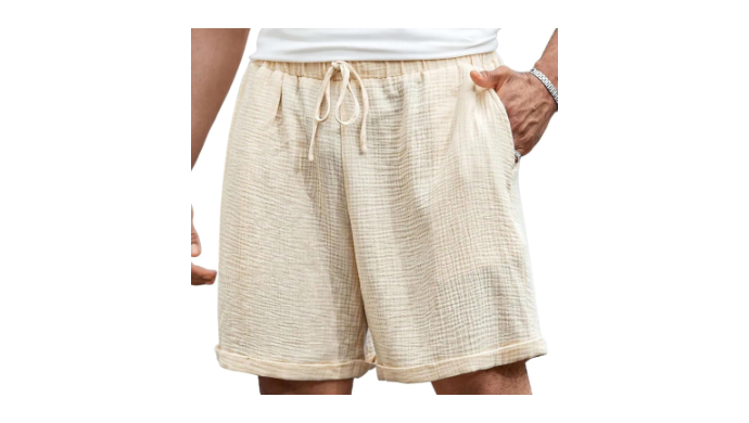 DASAYO Mens Casual Shorts Summer Cotton Linen Elas...