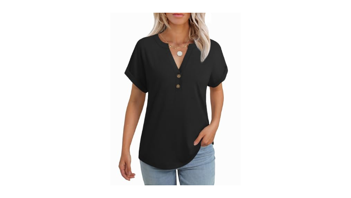 GKBK Womens Short Sleeve Workout Henley Tops V Nec...