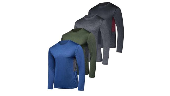 Real Essentials 4 Pack: Mens Long Sleeve Dry Fit T...