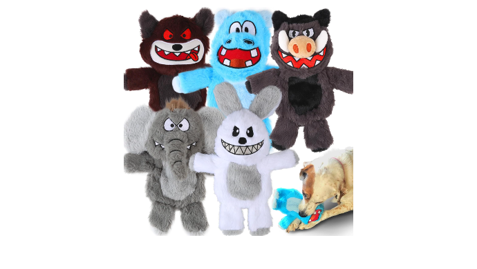 5-PACK Bzonsmart Dog Squeaky Toys Tough Plush Chew...