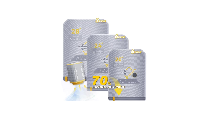 15-Pack Vacuum Bags for Travel with Wireless Recha...