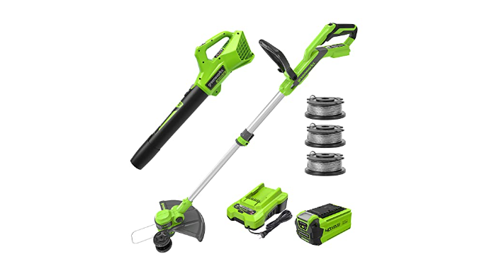Greenworks 40V Cordless Yard Tool Combo Kit with 2...