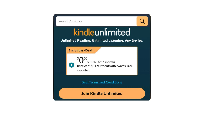 Select Prime Members: 3-Month Kindle Unlimited Sub...