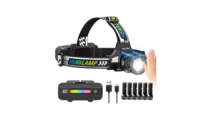 TDT Rechargeable Headlamp with White/Green/UV/Blac...