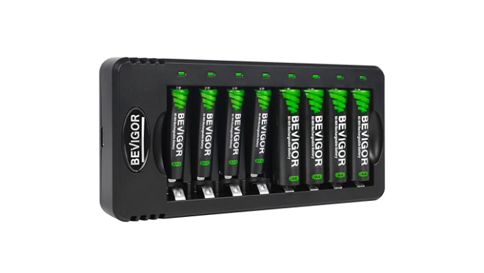 BEVIGOR Rechargeable AA and AAA Batteries with 8 B...