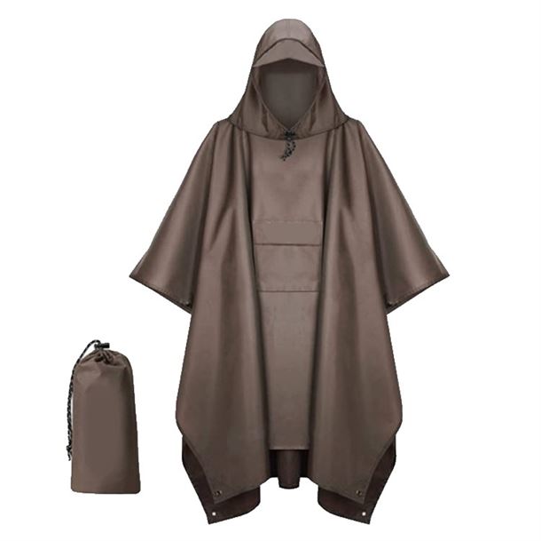 Image of Bushcamp Ripstop Regn Poncho med Lomme, Oliven, Gul, Sort, Navy eller Dark Coyote