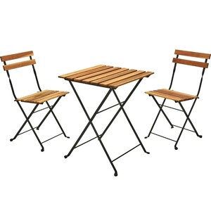 Skládací bistro set Lagos, 3 ks, akáciové dřevo, ocelový rám