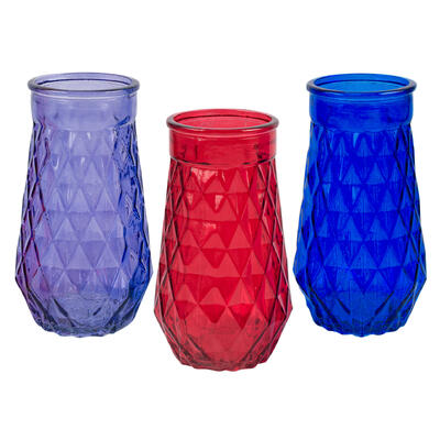 Glass Vase - 8" H - 3 Assorted Colors
