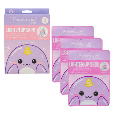 The Crème Shop Lighten Up Skin! Animated Narwhal Face Mask, Set of 3