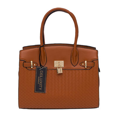 Brown Womens Satchel Bag with Lock