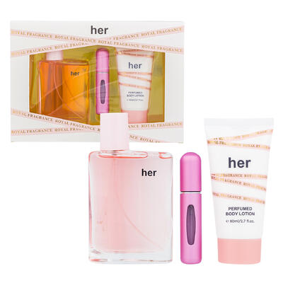 Royal Fragrance Her Perfume and Body Lotion Gift Set, 3 Pieces