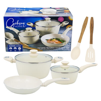 Gibson Plaza Cafe Ceramic Nonstick Cookware 7-Piece Set