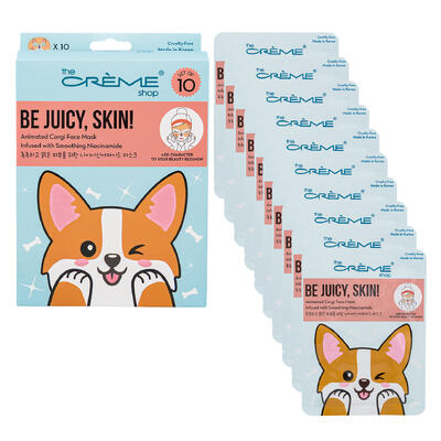 The Crème Shop Be Juicy Skin! Animated Corgi Face Mask, Set of 10