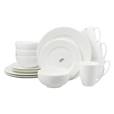 Bone China Dinnerware Set, Vineyard Round, 16 Pieces