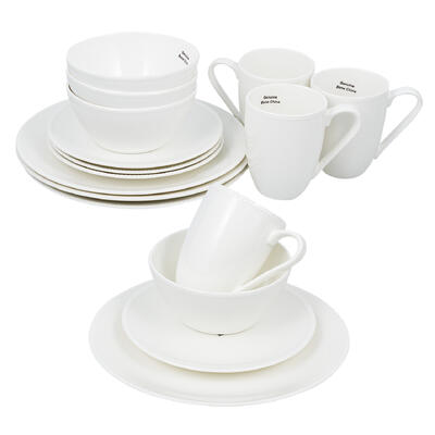 Bone China Dinnerware Set, Pearls, 16 Pieces