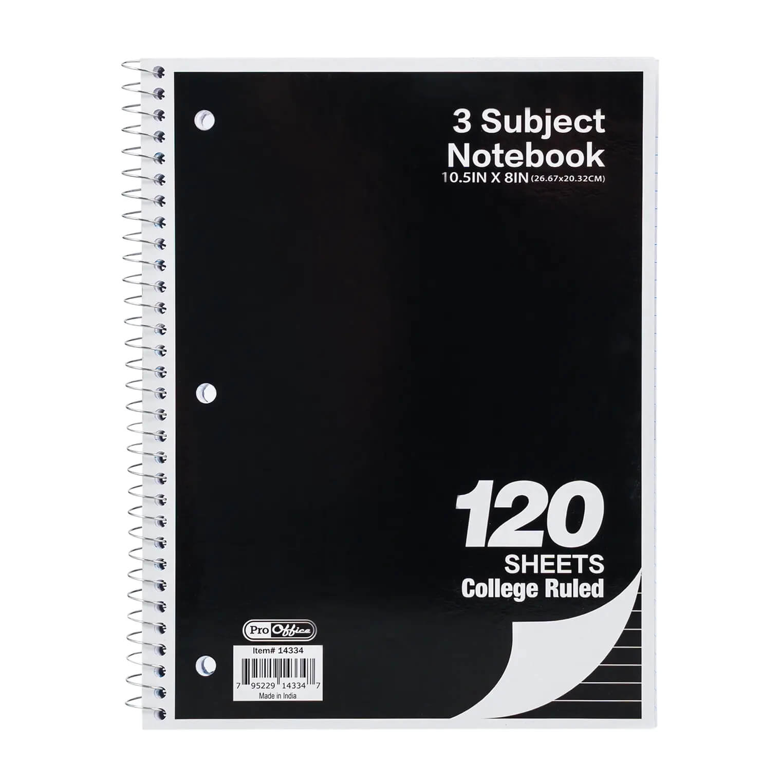 Pro Office 3 Subject College Ruled Notebook