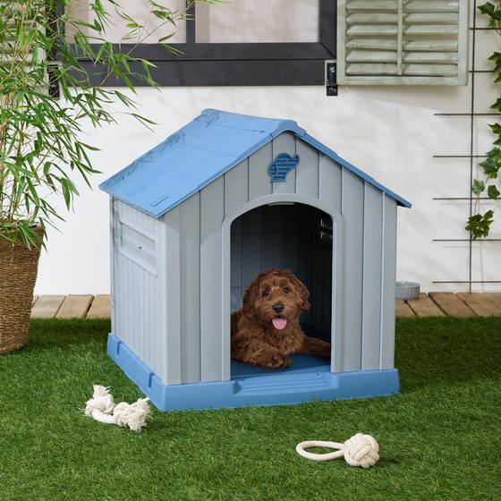 Hondenhok voor buiten – blauw/grijs