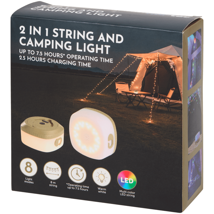 Froyak 2-in-1 campinglamp en lichtsnoer