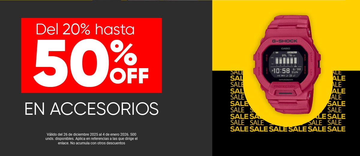 Del 20% hasta 50% OFF en accesorios
Válido del 26 de diciembre 2025 al 4 de enero 2026. 500 unds. disponibles. Aplica en referencias a las que dirige el enlace. No acumula con otros descuentos.