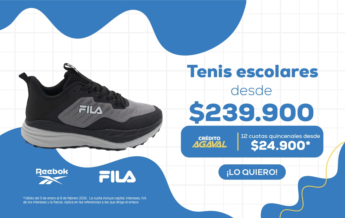 Tenis Skechers desde $169.900. 12 cuotas quincenales desde $17.700. Tenis Adidas desde $219.900. 12 cuotas quincenales desde $22.800. Skechers.