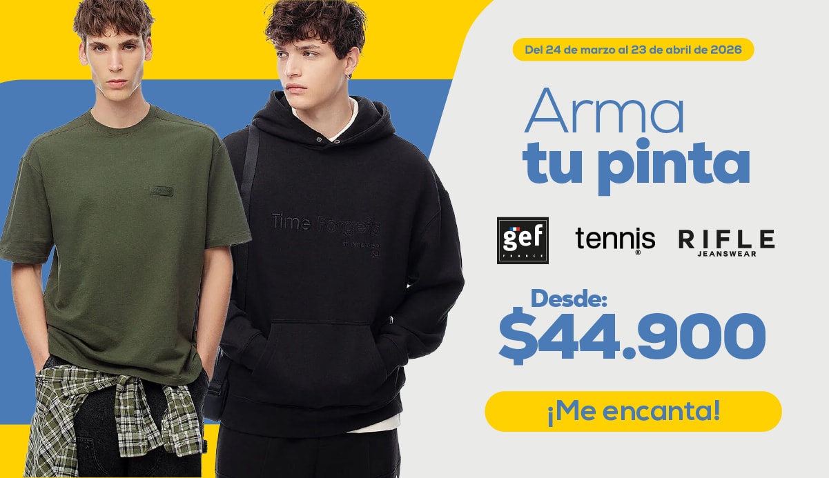 Del 24 de marzo al 23 de abril de 2026 Arma tu pinta gef tennis RIFLE Desde: $44,900 ¡Me encanta!