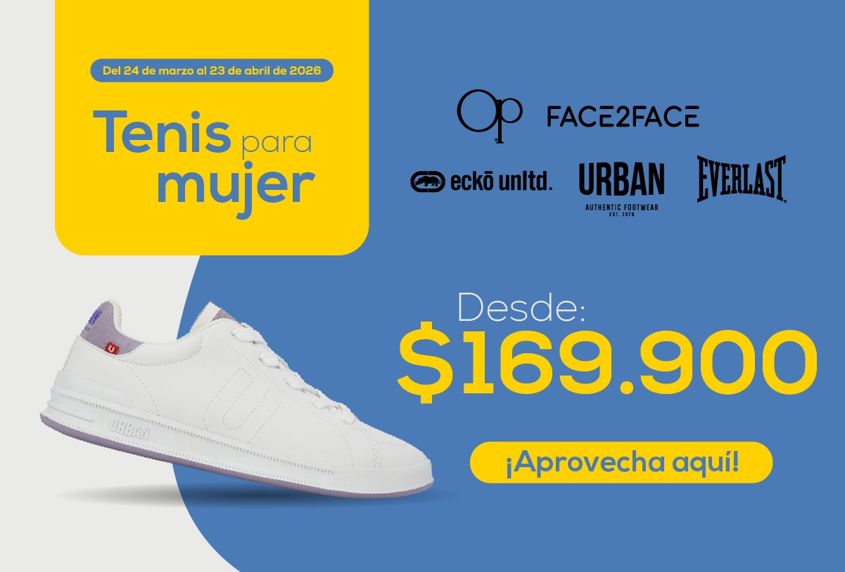 Del 24 de marzo al 23 de abril de 2026 Tenis para mujer Op FACE2FACE eckō unltd. URBAN EVERLAST Desde: $169,900 ¡Aprovecha aquí!