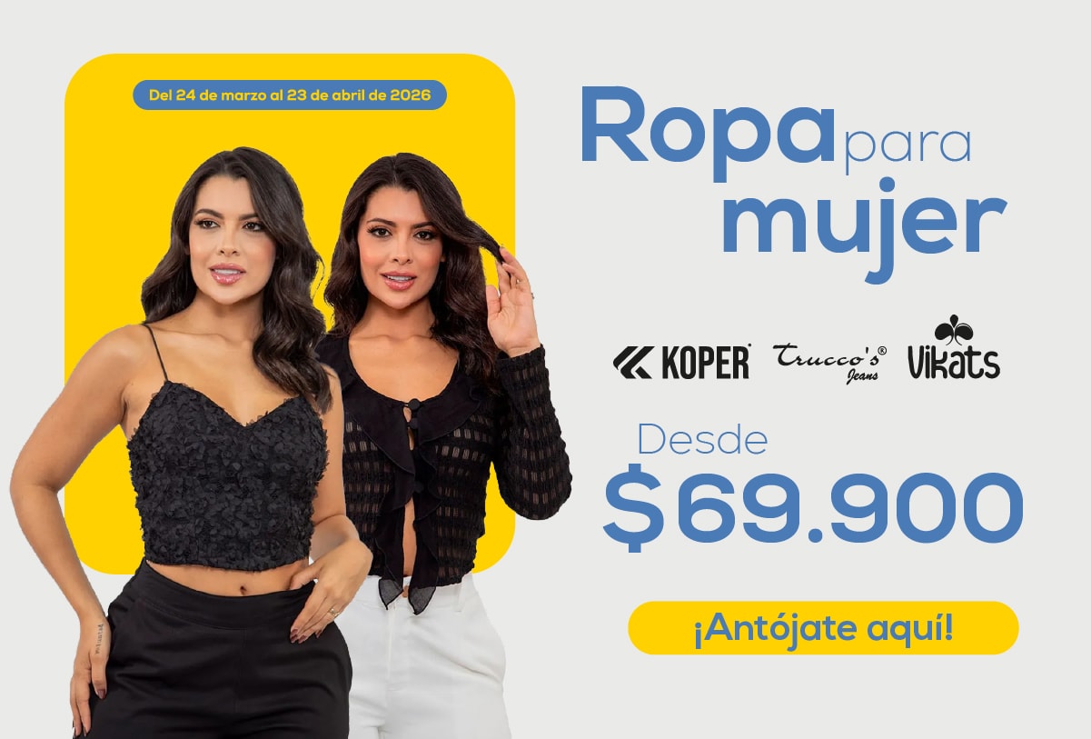 Del 24 de marzo al 23 de abril de 2026 Ropa para mujer Koper Trucco's Jeans Vikats Desde $69.900 ¡Antójate aquí!