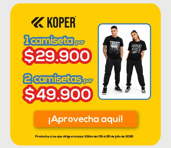 1 camiseta por $29.900 2 camisetas por $49.900 ¡Aprovecha aquí!