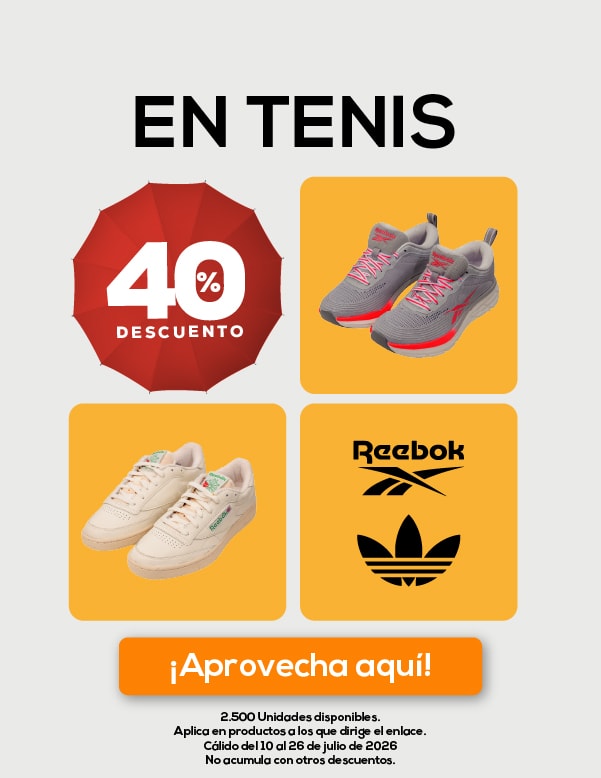 EN TENIS 40% DESCUENTO Reebok Adidas ¡Aprovecha aquí!