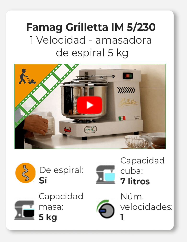 Famag Grilletta IM 5/230 1 Velocidad - amasadora de espiral 5 kg