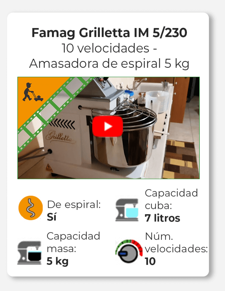 Famag Grilletta IM 5/230 10 velocidades - Amasadora de espiral 5 kg de alta hidratación