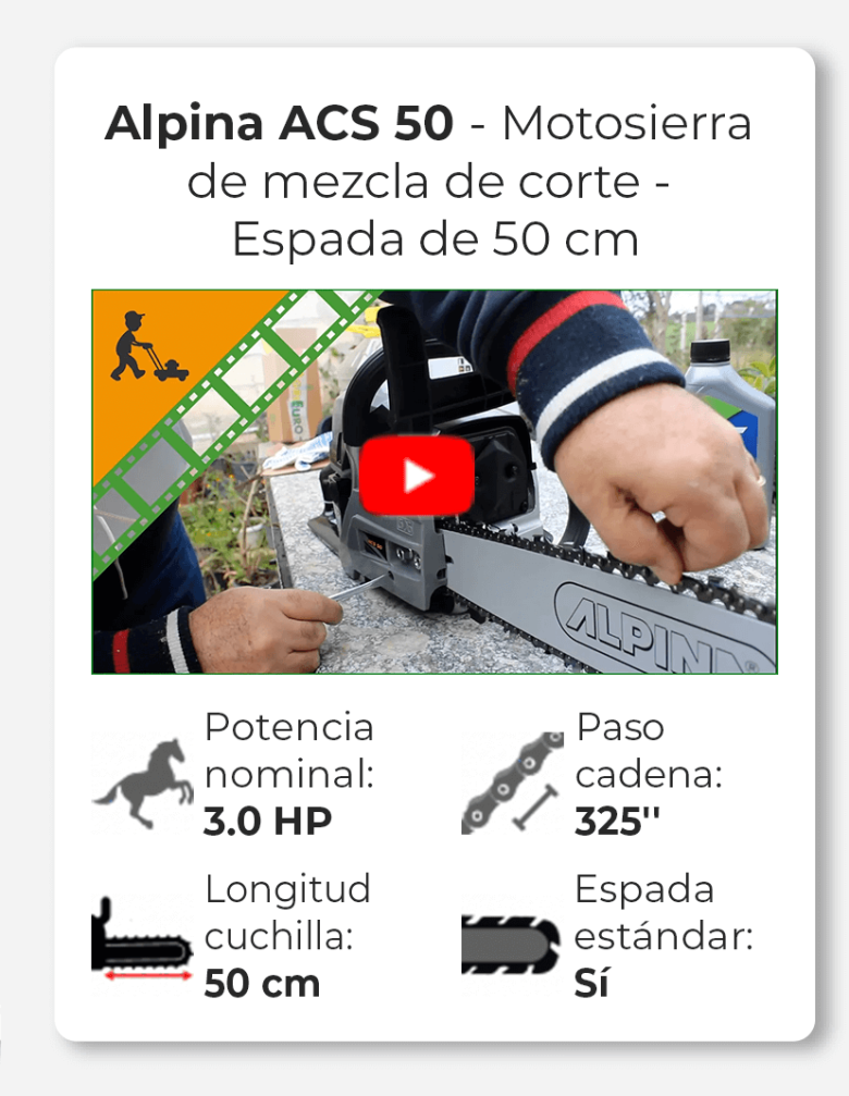 Alpina ACS 50 - Motosierra de mezcla de corte - Espada de 50 cm