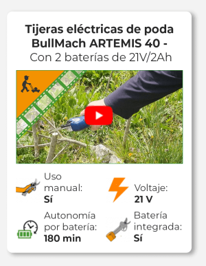 Tijeras eléctricas de poda BullMach ARTEMIS 40 - Con 2 baterías de 21V/2Ah