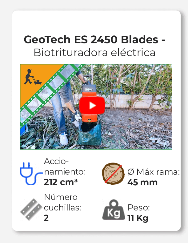 GeoTech ES 2450 Blades - Biotrituradora eléctrica - cuchillas reversibles y saco