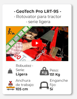GeoTech Pro LRT-95 - Rotovator para tractor serie ligera - Desplazamiento manual