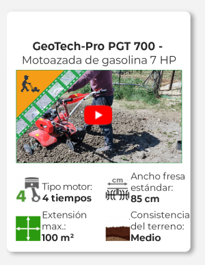 GeoTech-Pro PGT 700 - Motoazada de gasolina 7 HP - cambio marchas 2+1 marcha atrás