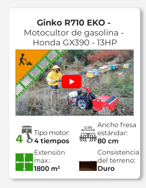 Ginko R710 EKO - Motocultor de gasolina - Honda GX390 - 13HP