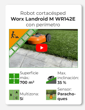 Robot cortacésped Worx Landroid M WR142E con perímetro - batería de litio - M700