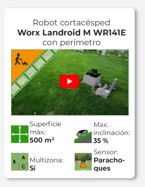 Robot cortacésped Worx Landroid M WR141E con perímetro batería de Litio - M500