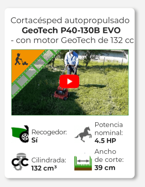 Cortacésped de gasolina GeoTech P40-130B EVO con motor GeoTech de 132 cc