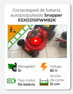 Snapper ESXD21SPWM82K - Cortacésped de batería autopropulsado - 2x82V/2Ah - Corte 51 cm
