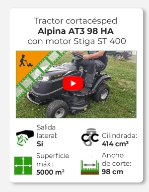 Alpina AT3 98 HA - Tractor cortacésped con motor Stiga ST 400