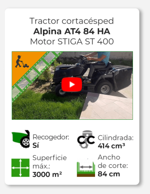 Tractor cortacésped Alpina AT4 84 HA - Saco de recogida - cambio hidrostático - Motor STIGA ST 400