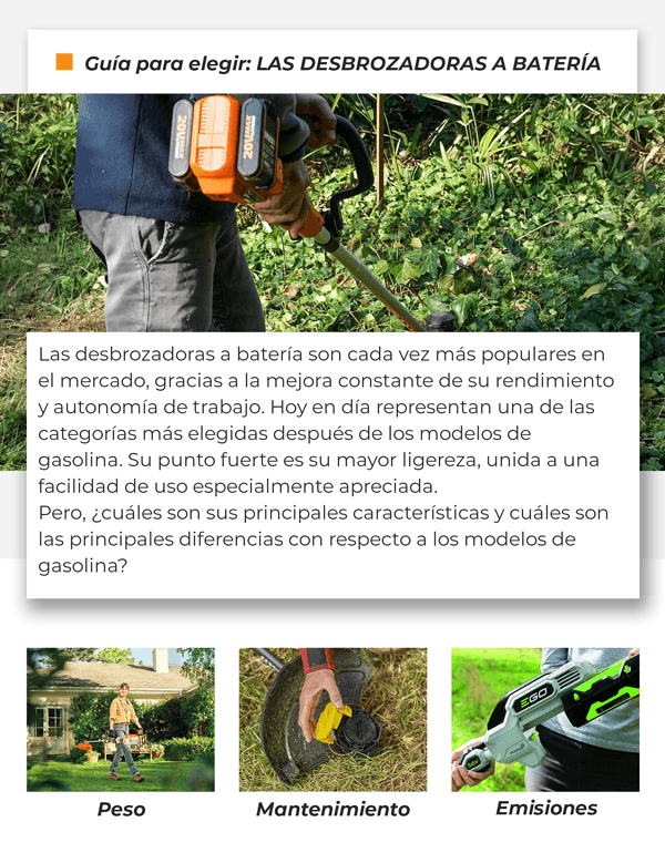 Guía para elegir: LAS DESBROZADORAS A BATERÍA