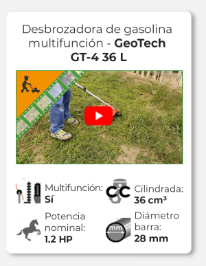 GeoTech GT-4 36 L - Desbrozadora multifunción de gasolina 4 tiempos