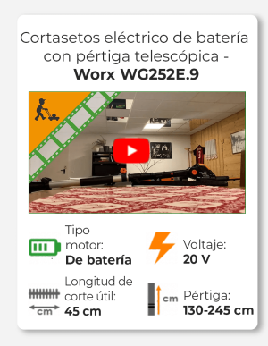 Worx WG252E.9 - Cortasetos eléctrico de batería con pértiga telescópica - BATERÍA Y CARGADOR NO ESTÁN INCLUIDOS