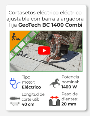 Cortasetos eléctrico ajustable con barra alargadora fija GeoTech BC 1400 Combi