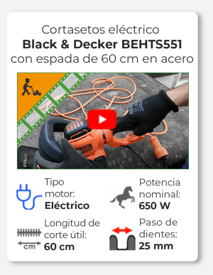 Cortasetos Black & Decker BEHTS551 - 650W con espada de 60 cm en acero